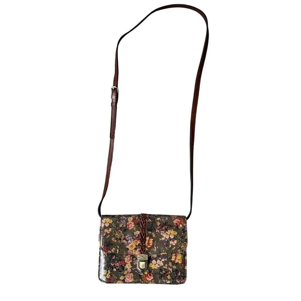 Patricia Nash Floral Leather Crossbody Shoulder Bag Purse Removable Strap Clutch